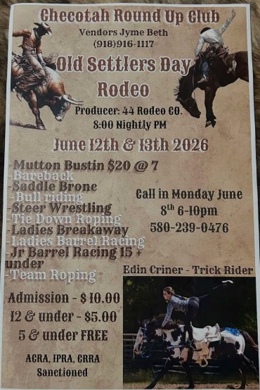Checotah Round Up Club Old Settlers Day Rodeo