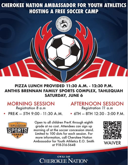 Cherokee Nation Ambassador for Youth Athletics Free Soccer Camp