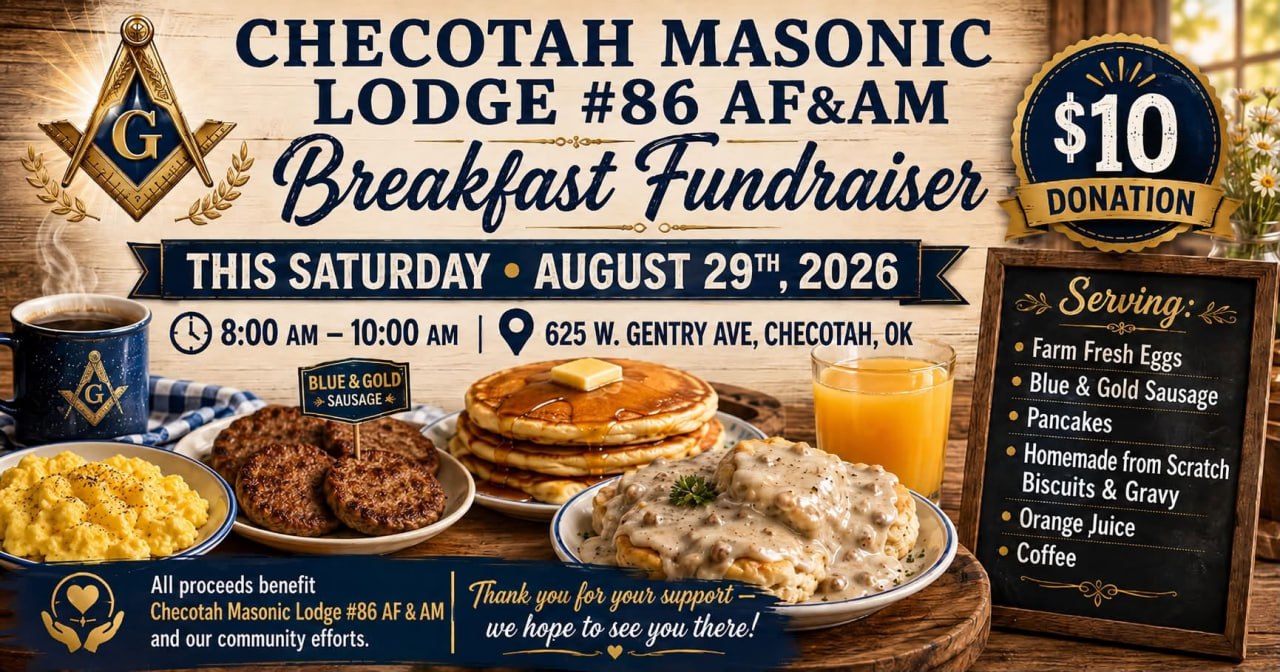 Checotah Masonic Lodge #86 AF&AM Breakfast Fundraiser