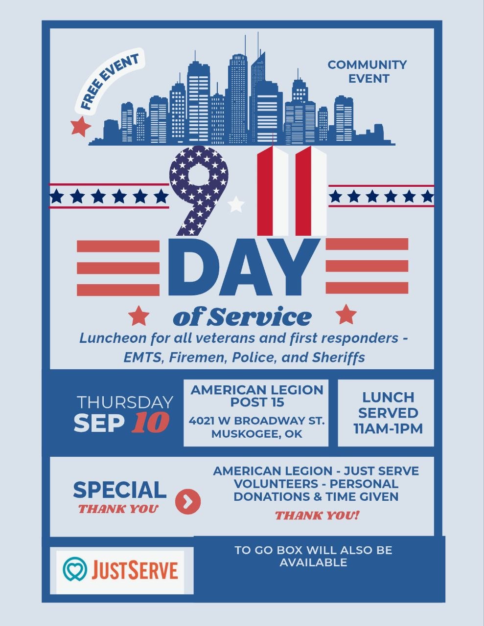 911 Day of Service Luncheon for Veterans and First Responders
