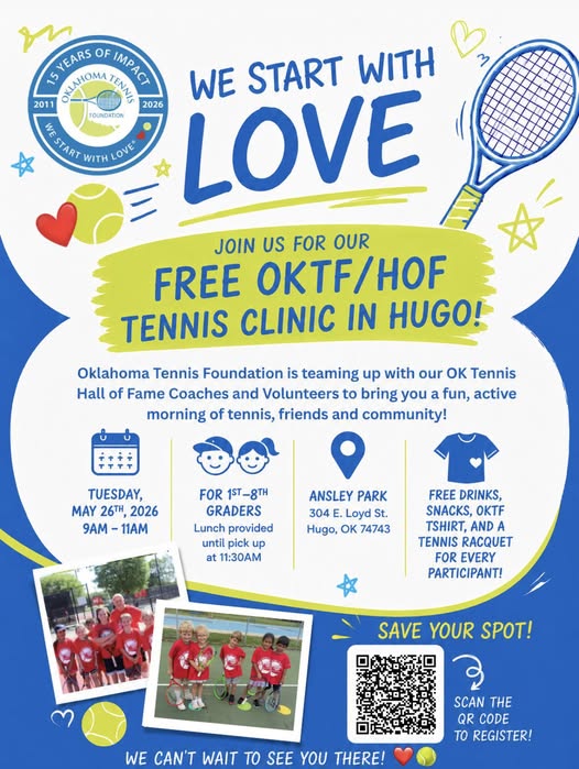 OKTF/HOF Tennis Clinic in Hugo